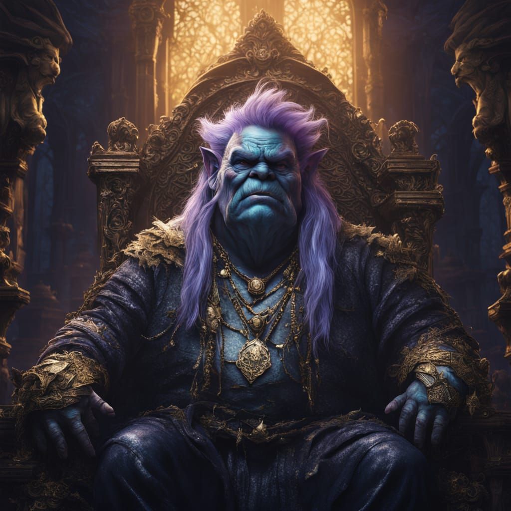 Fantasy Goblin King in Golden Rags and Bone Trinkets