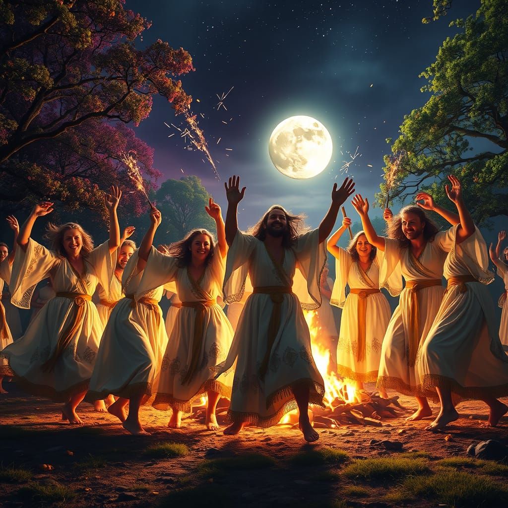 Celtic Believers Dance at Full Moon Festival