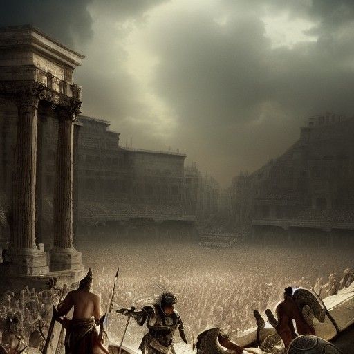Epic Roman Gladiator Digital Matte Painting