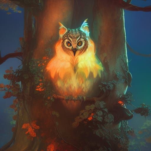 Enchanted Cat Owl Concept Art