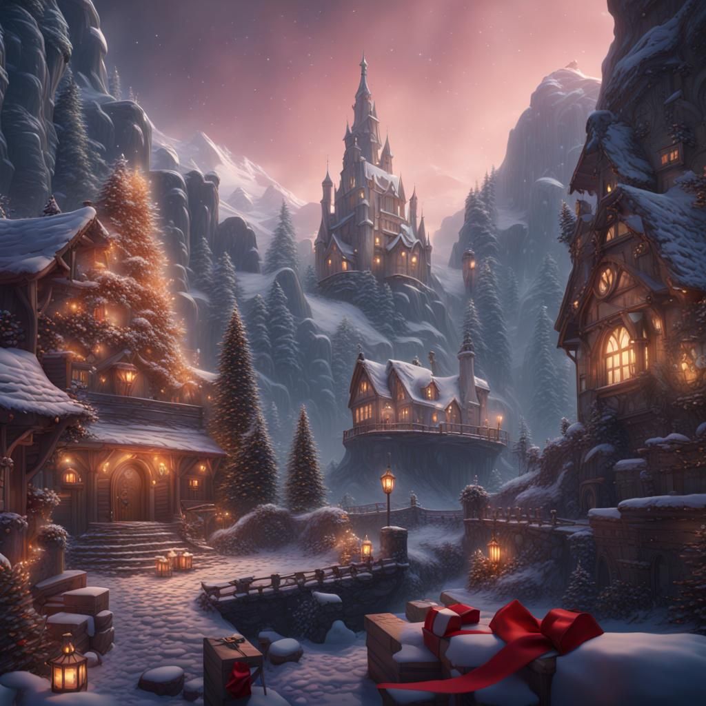 Happy Holidays: Detailed Matte Painting in Fantasy Style