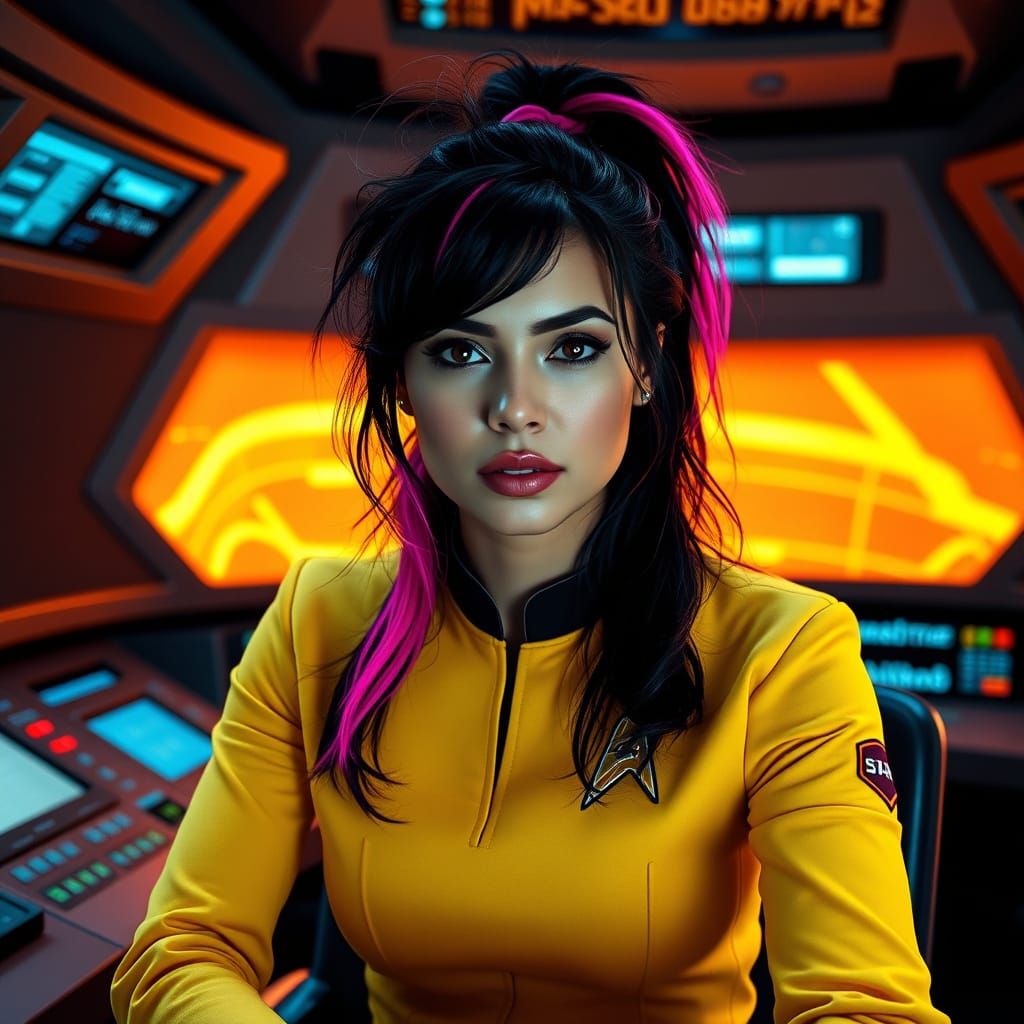Starfleet Command Officer in Neon Pink Hair
