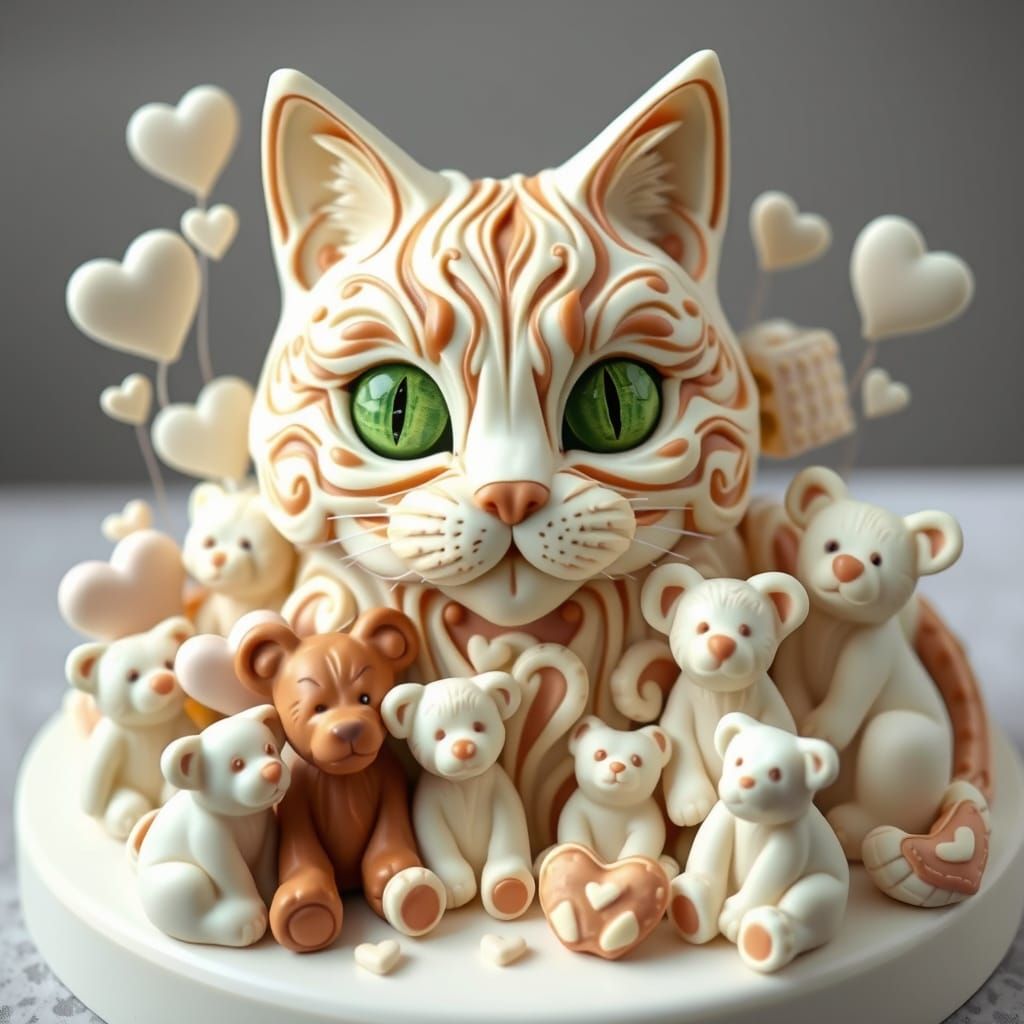 Chocolate Masterpiece with Hearts, Bears, and Dogs