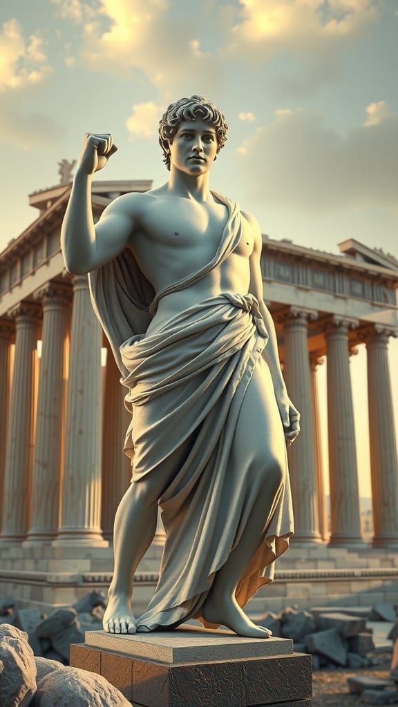 Epic Greek-Roman Marble Statue in Cinematic Style