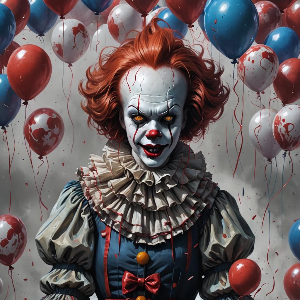 Terrifying Female Pennywise Portrait in Hyperdetailed Style