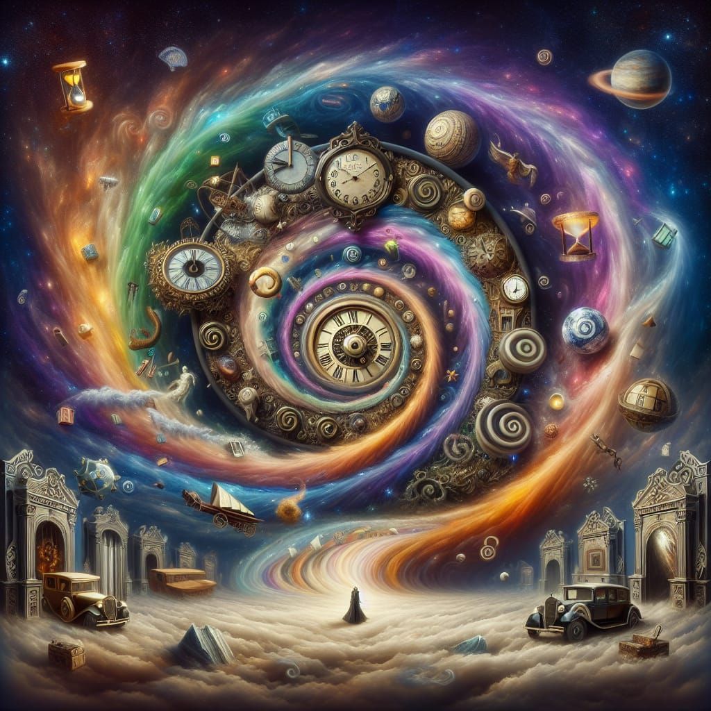 Surreal Interdimensional Time Travel with Antique Clock