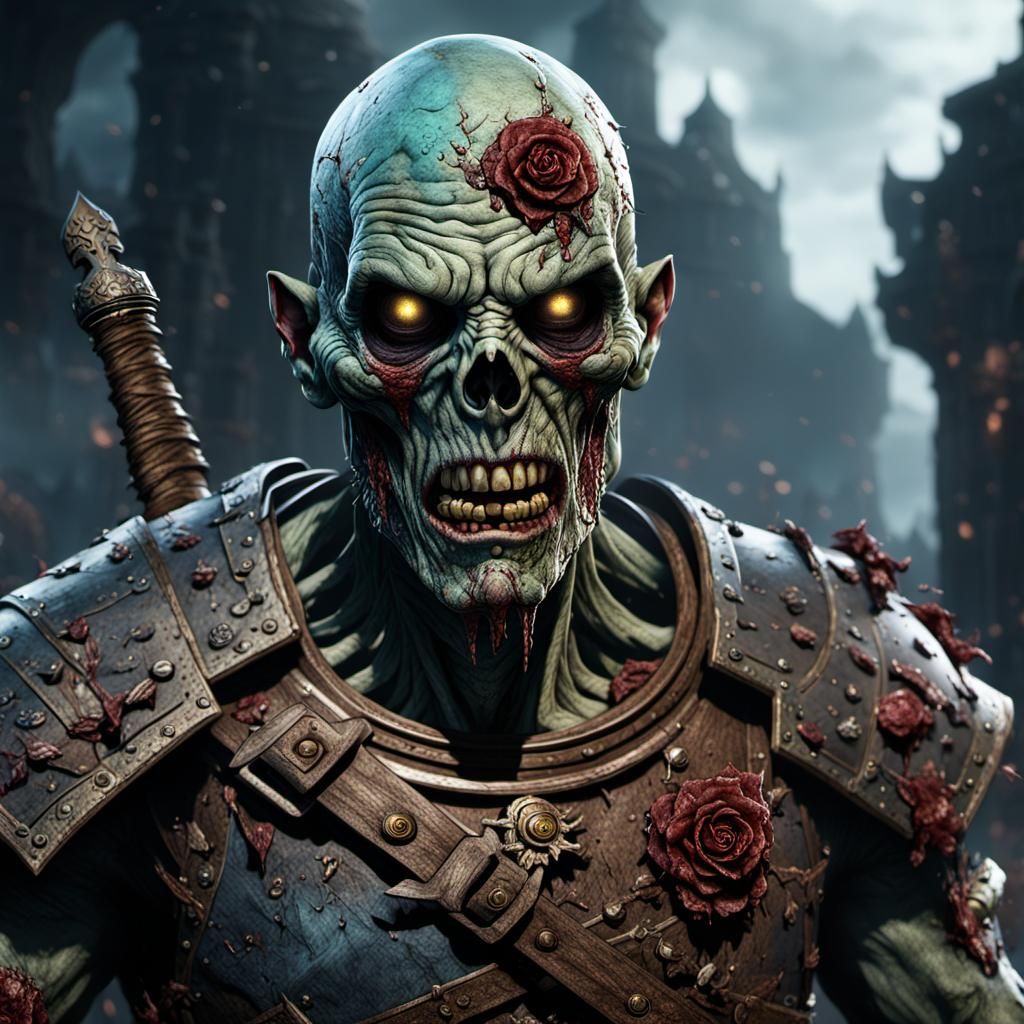 Detailed Warrior Zombie Fantasy Concept Art