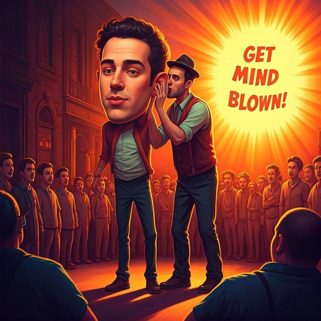 Man Inflates Giant Head in Surreal Digital Art