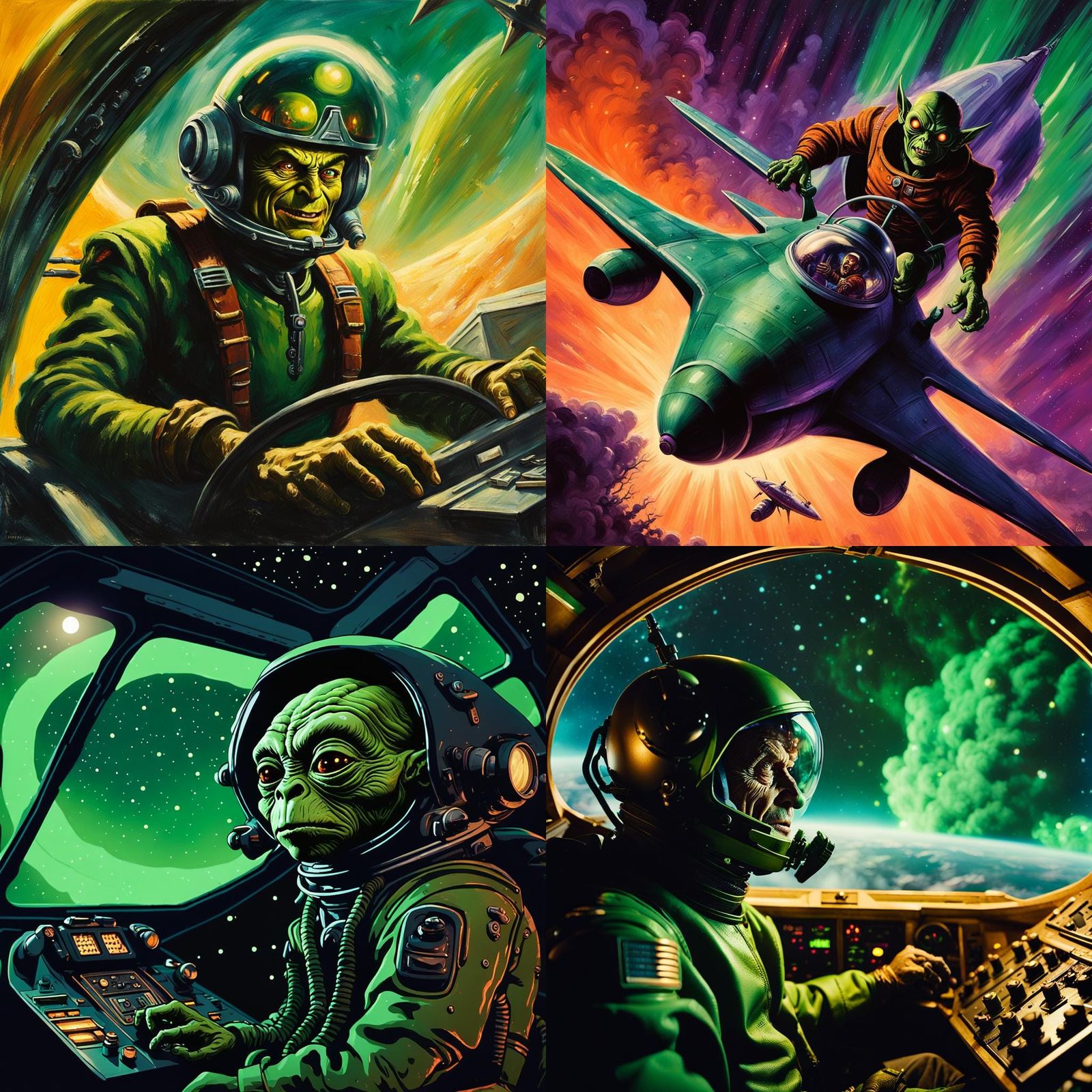 Goblin Pilot Flying a UFO in Space