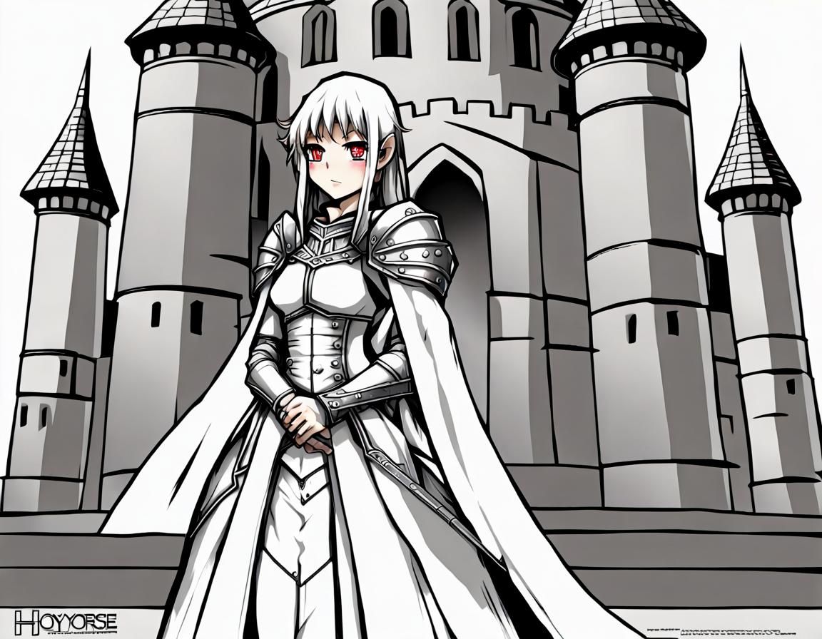 Manga Style Maiden in Hoyoverse Castle