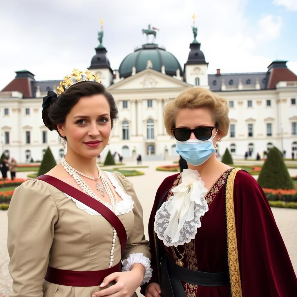 Princess Sissi Poses, Tourist Intrudes Background