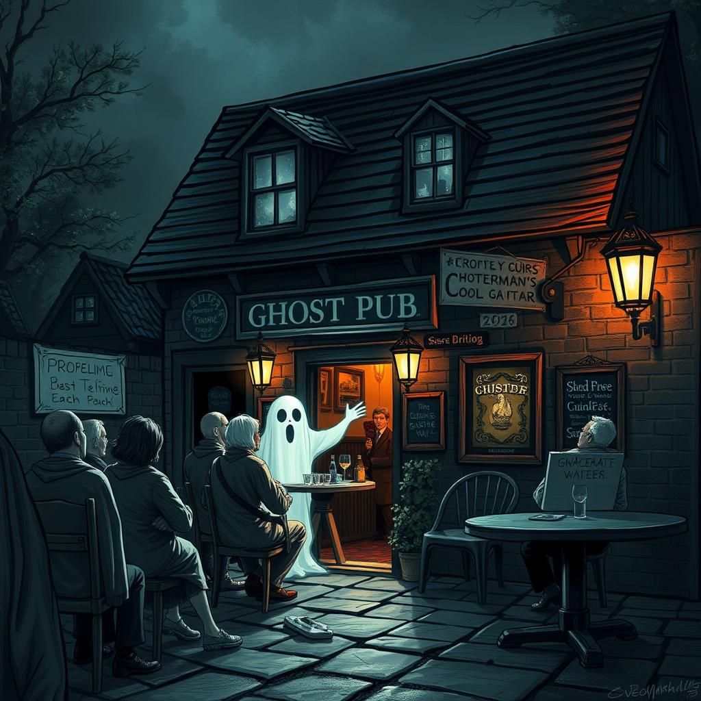 Unwelcoming Ghost Pub: A Social Gathering of Spirits