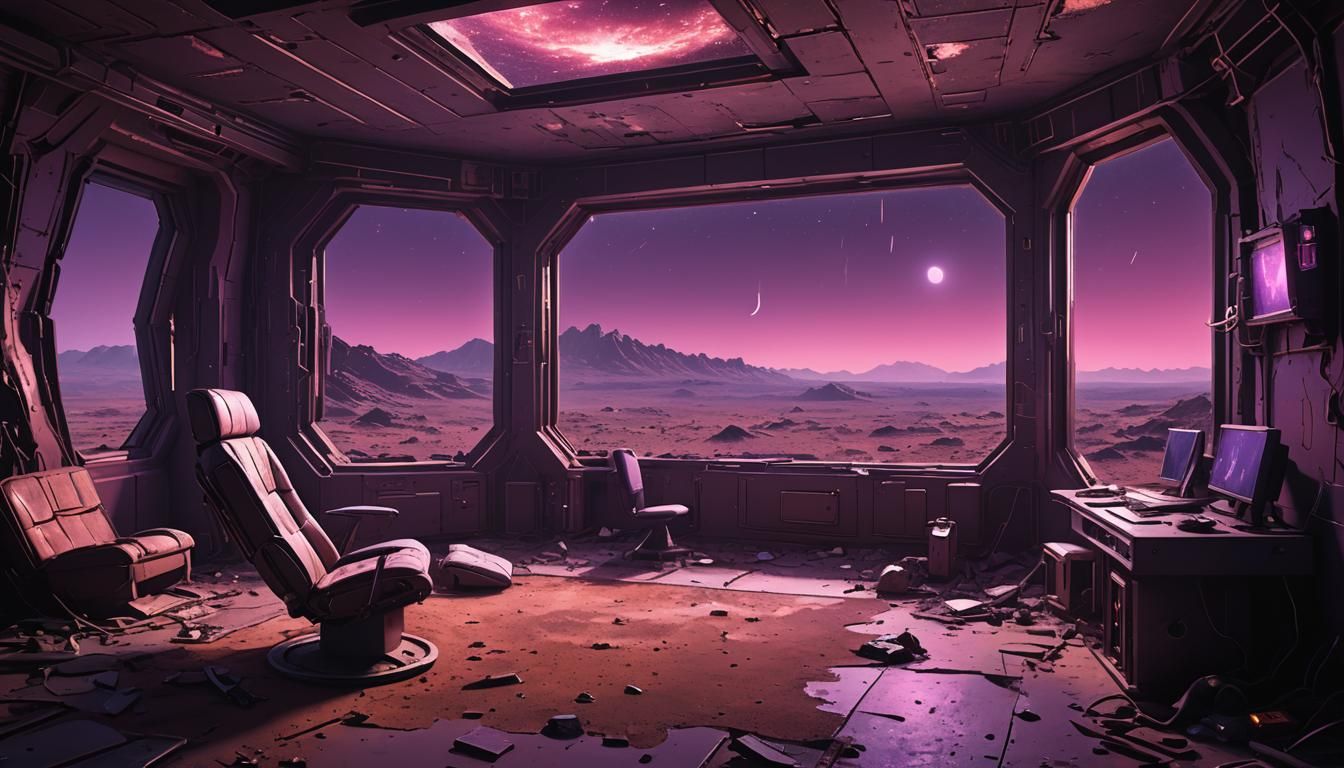 Abandoned Martian Outpost in Cyberpunk Style