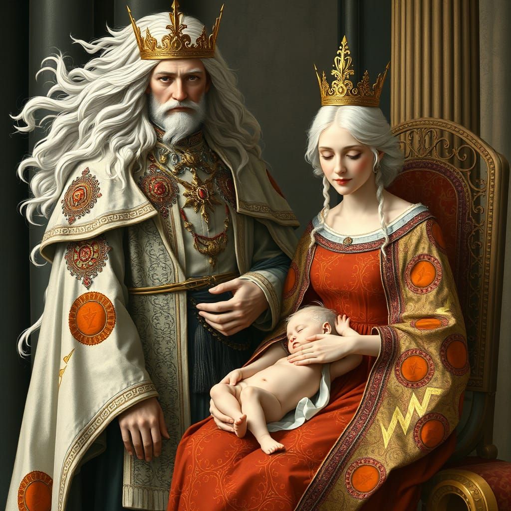 Regal Family Portrait in Art Nouveau Style