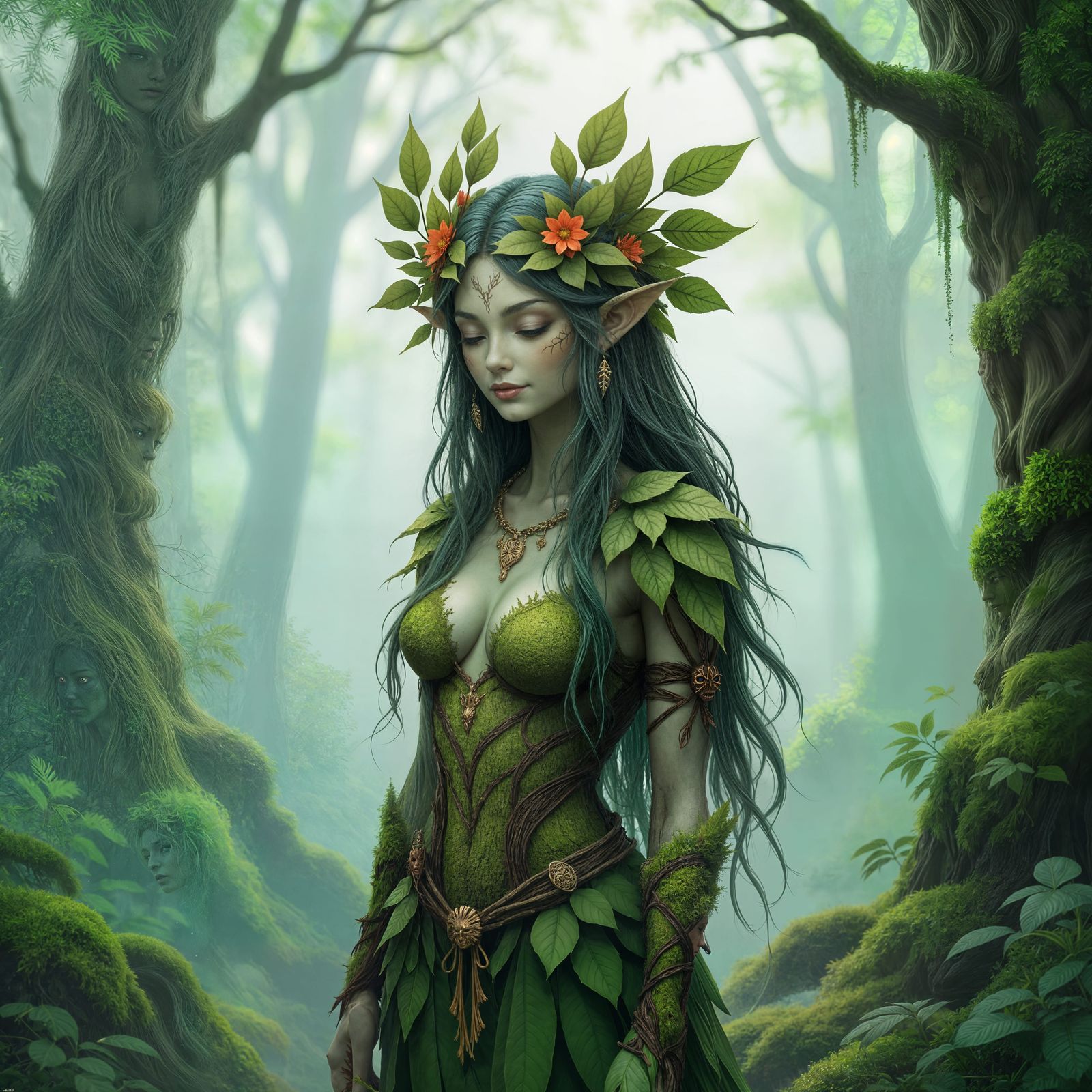 Mystical Forest Spirit: Tree-Humanoid Hybrid