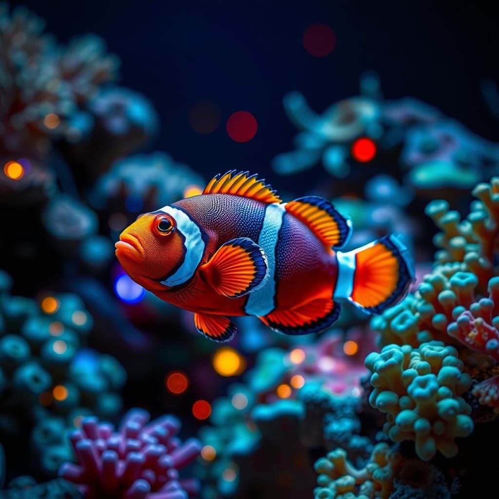 beautiful view of Nemo fish in pointillism style, pointillis...