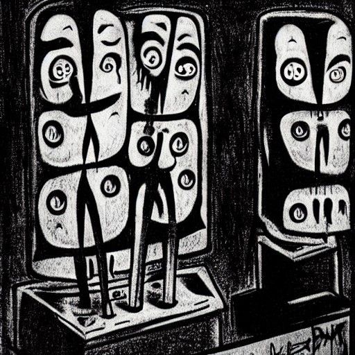 Watercooler Ghouls in German Expressionist Style