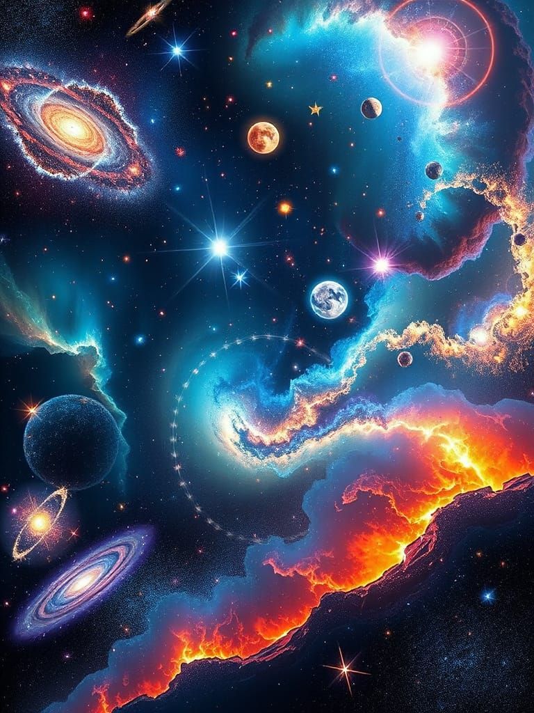 Eternal Cosmic Vistas in Vibrant Holographic Swirl