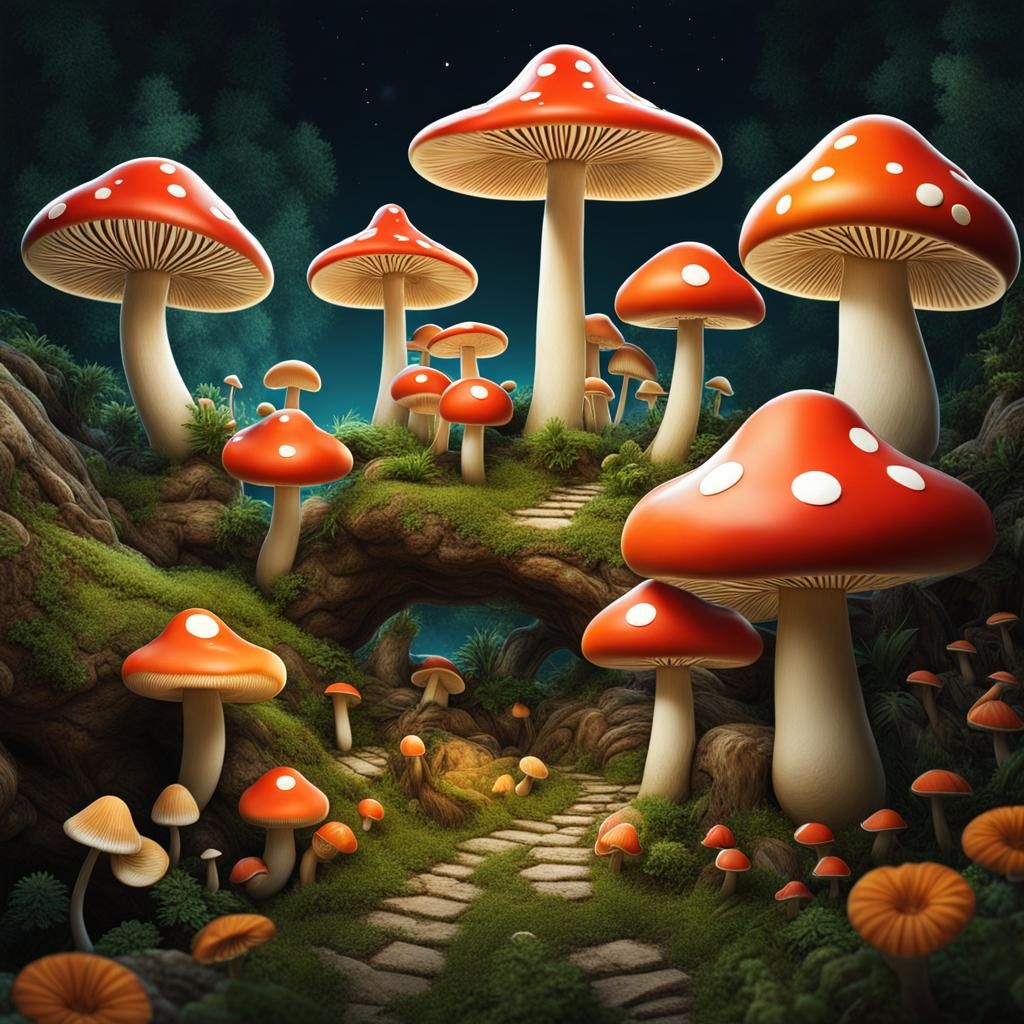 Dreamlike Mushroom World of Nostalgia