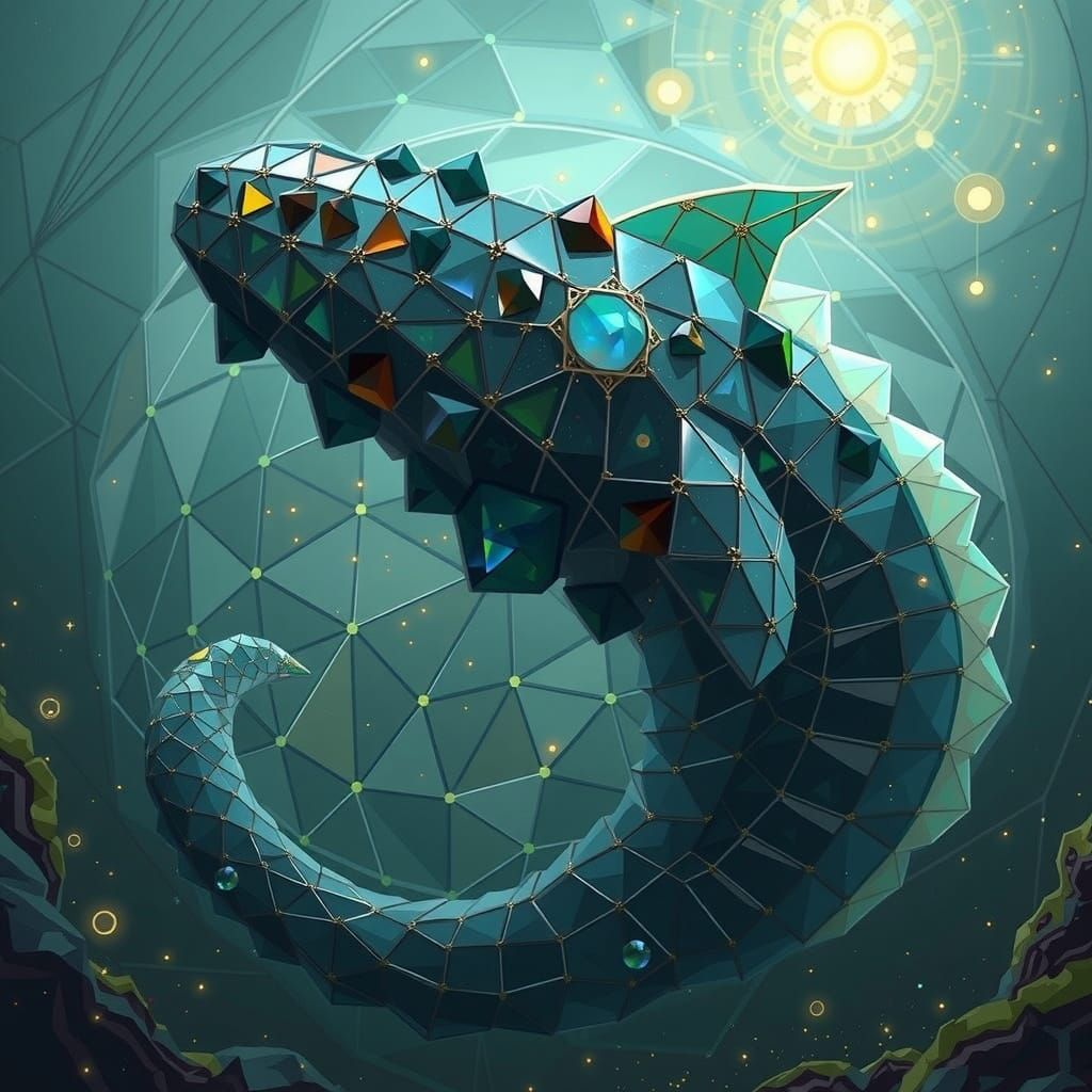 Gemstone Bead Mosaic in Digital Art Style