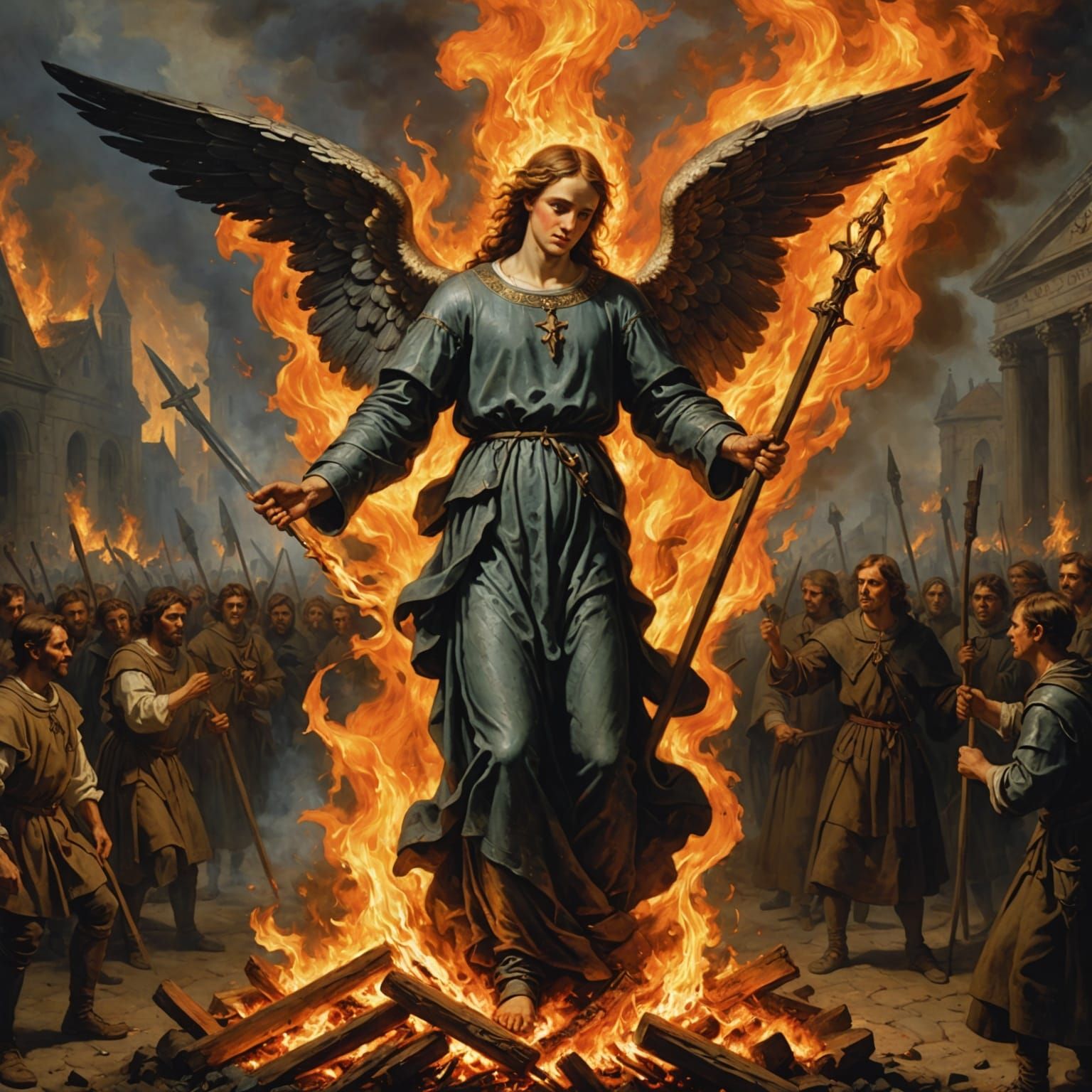 Martyr Angel in a Fiery Crucible