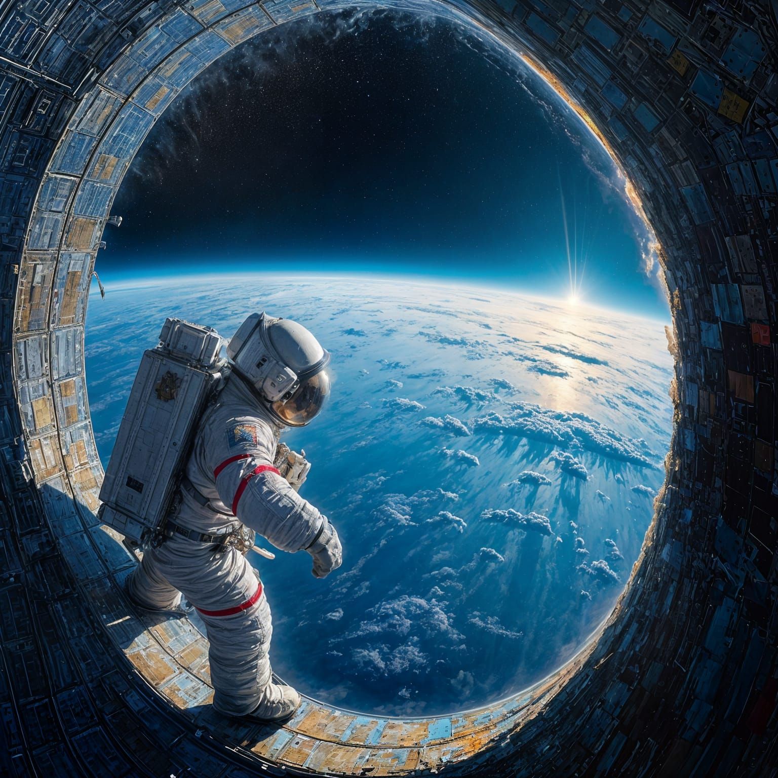 Earth From ISS as Impasto Oil Painting