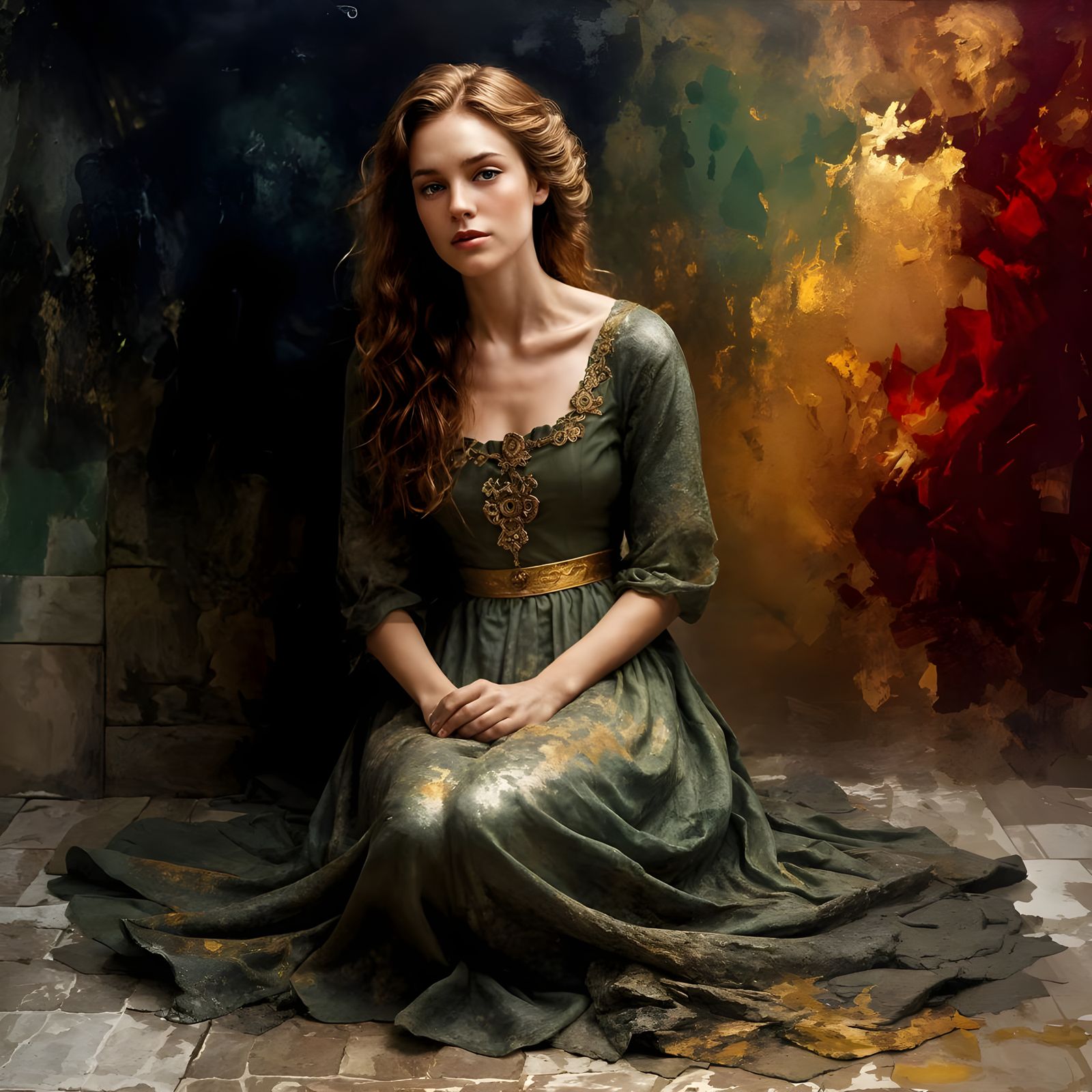 Medieval Woman in Earthy Splendor