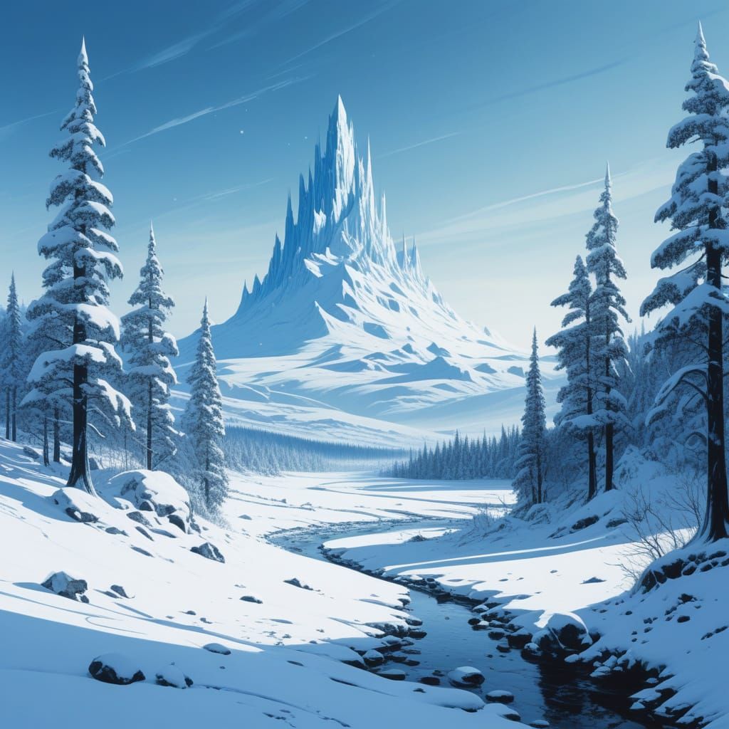 The Cailleach Emerges from a Cyber-Arctic Winter Landscape