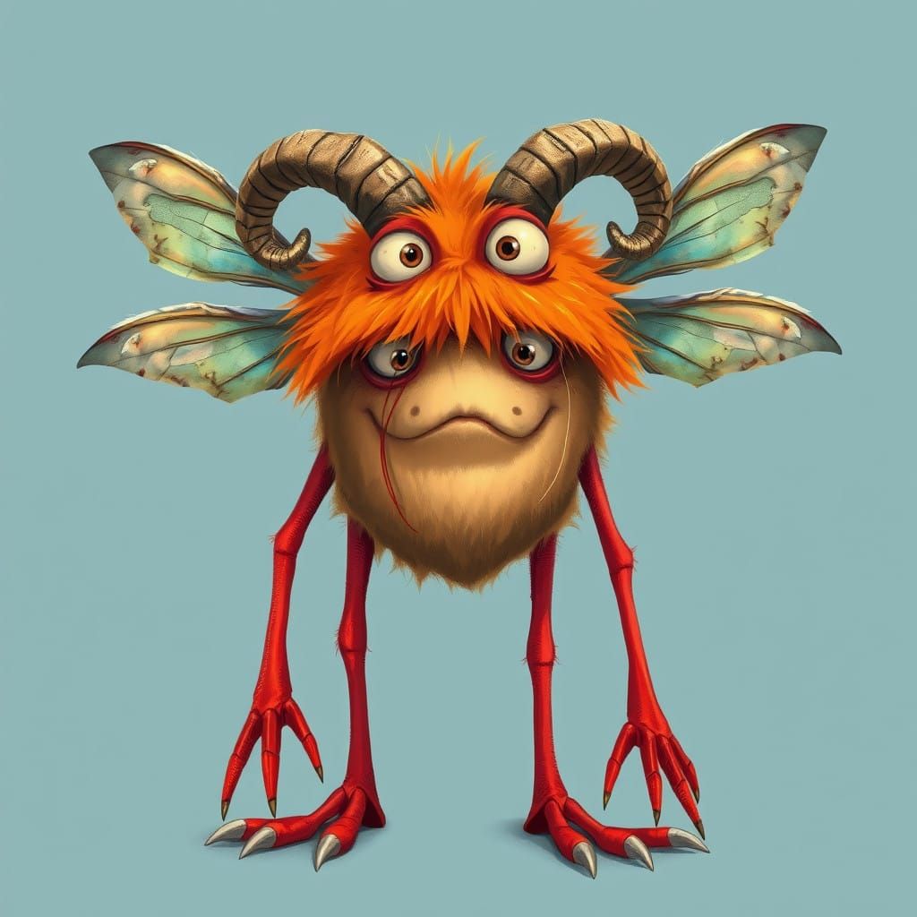 Whimsical Chunky Monster with Vibrant Wings