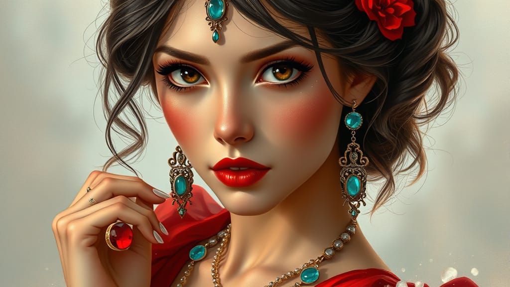 Elegant Girl in Hyperrealistic Water Painting