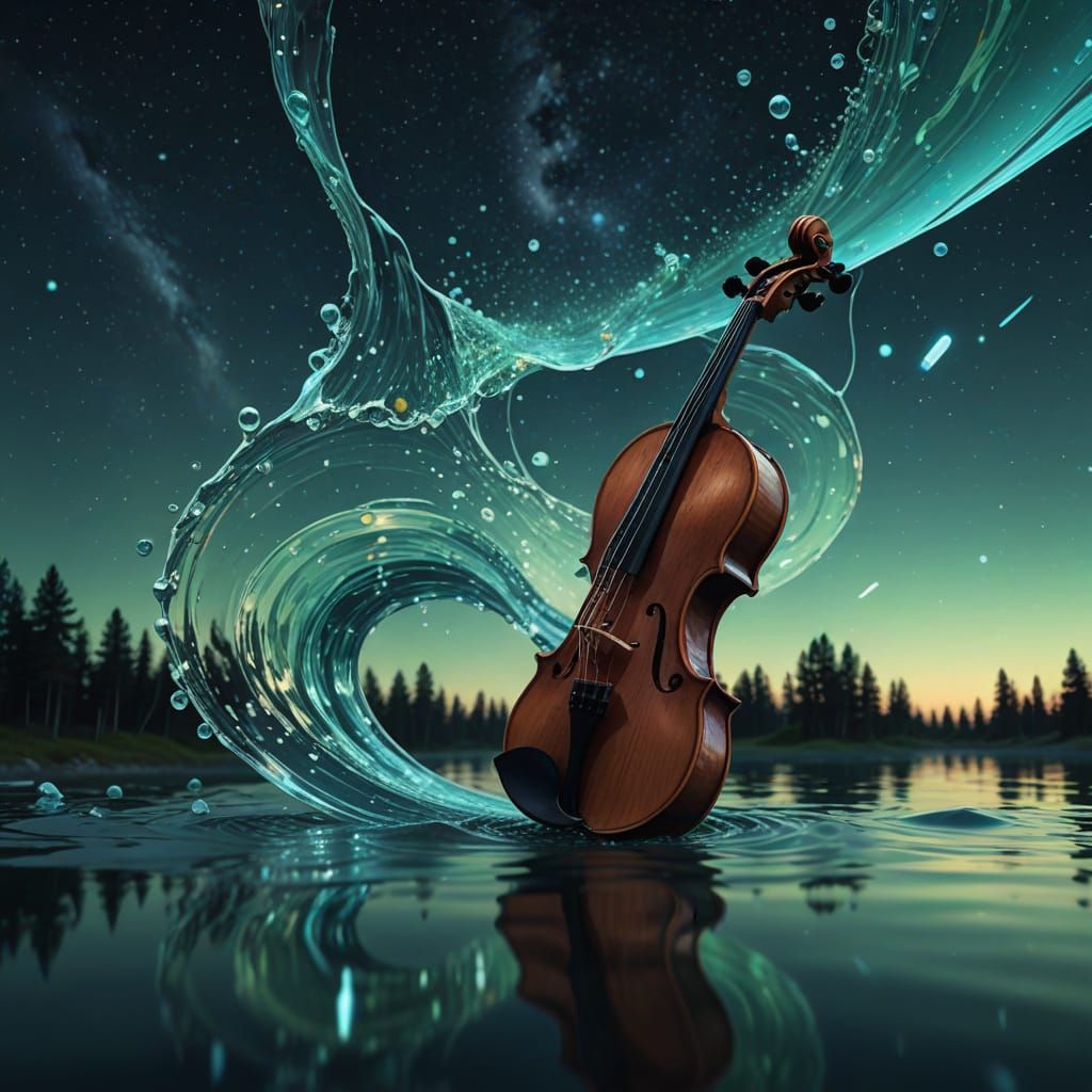 Dreamlike Water Violin in Cosmic Atmosphere