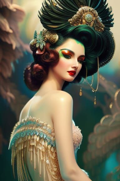 Angelic Pin-Up Goddess in Hyperdetailed Fantasy Art