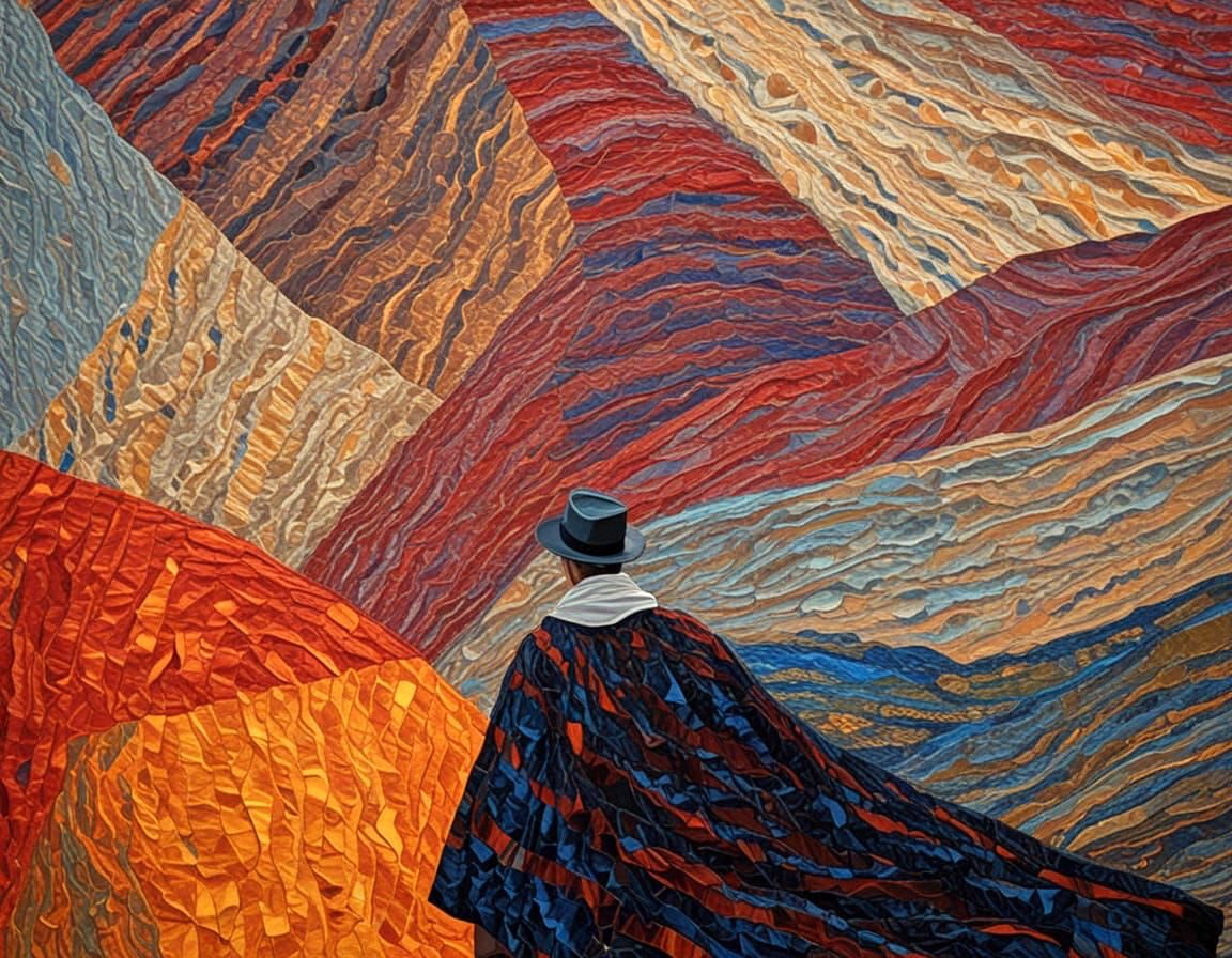 Abstract Barren Landscape with Amish Quilt Inspiration