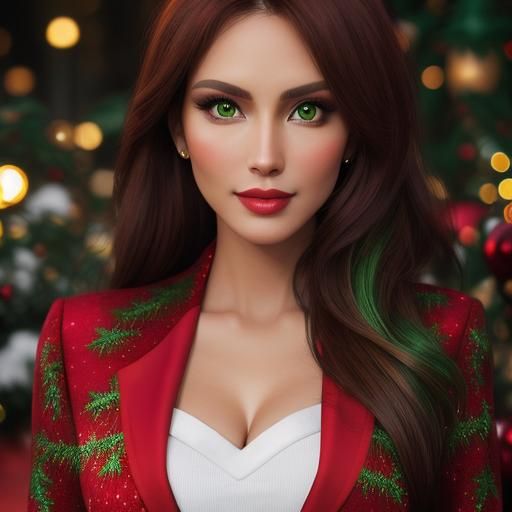 Elegant Model in Christmas Blazer, Professional Portrait
