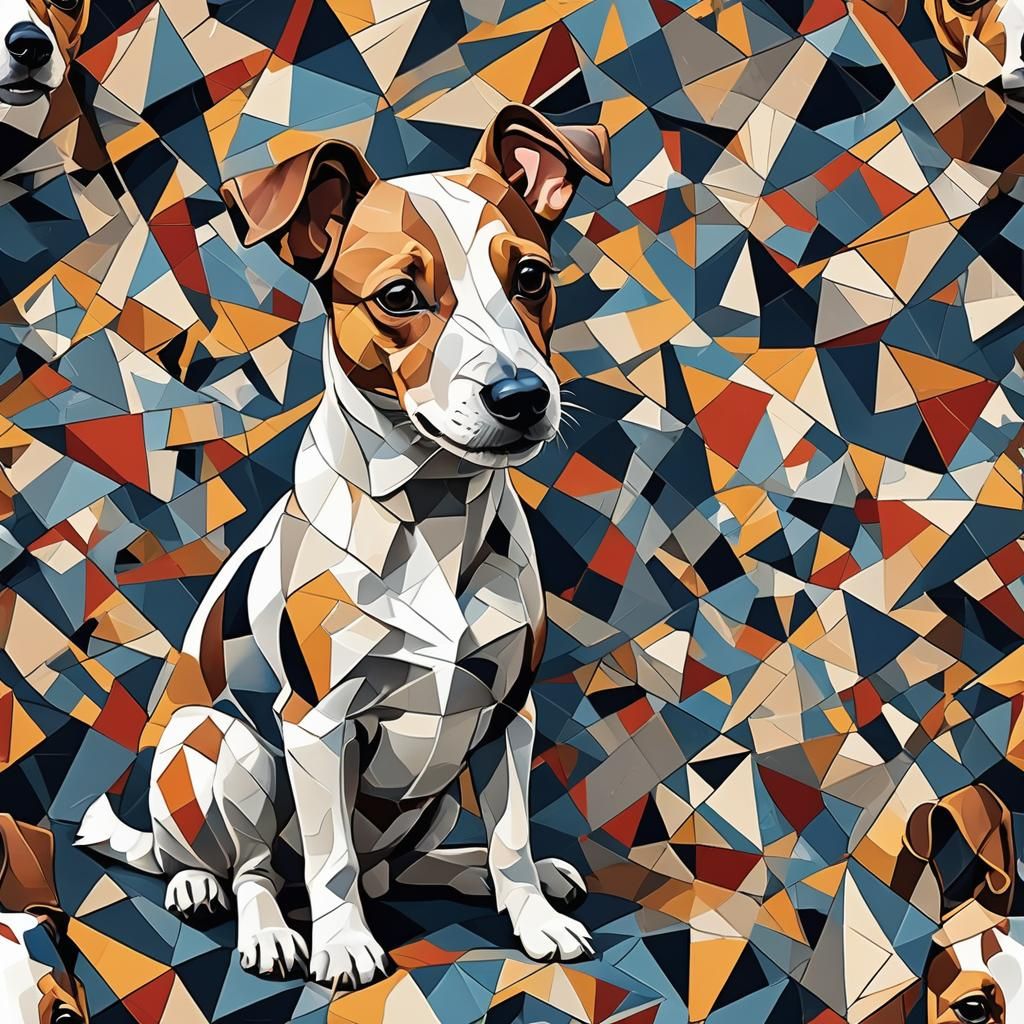 Cubist Jack Russell in Geometric Fauvism Style