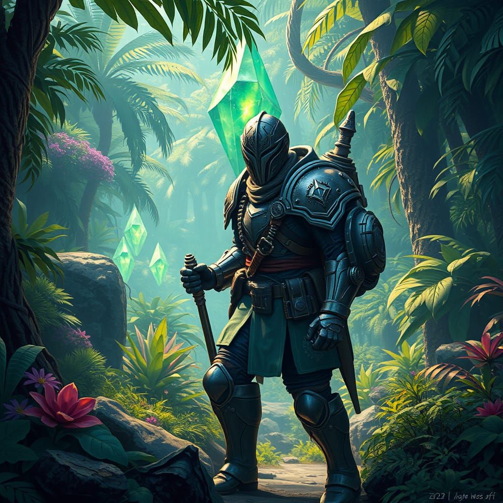 Adventurer Seeks Time Crystal in Sci-Fi Jungle
