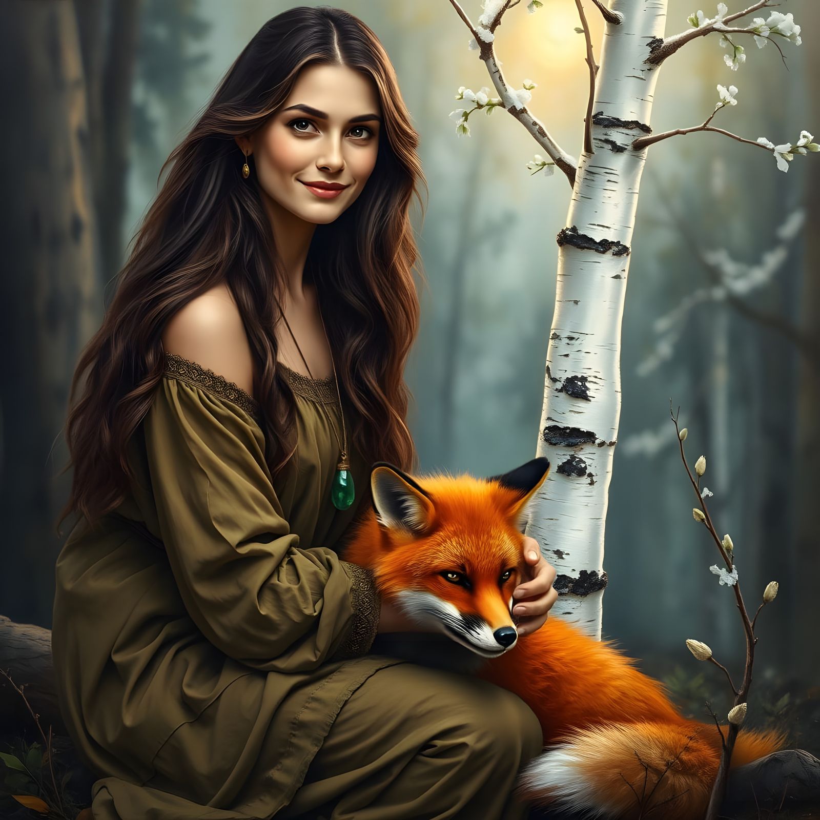 Stunning Norse Goddess in Earthy Oil Painting