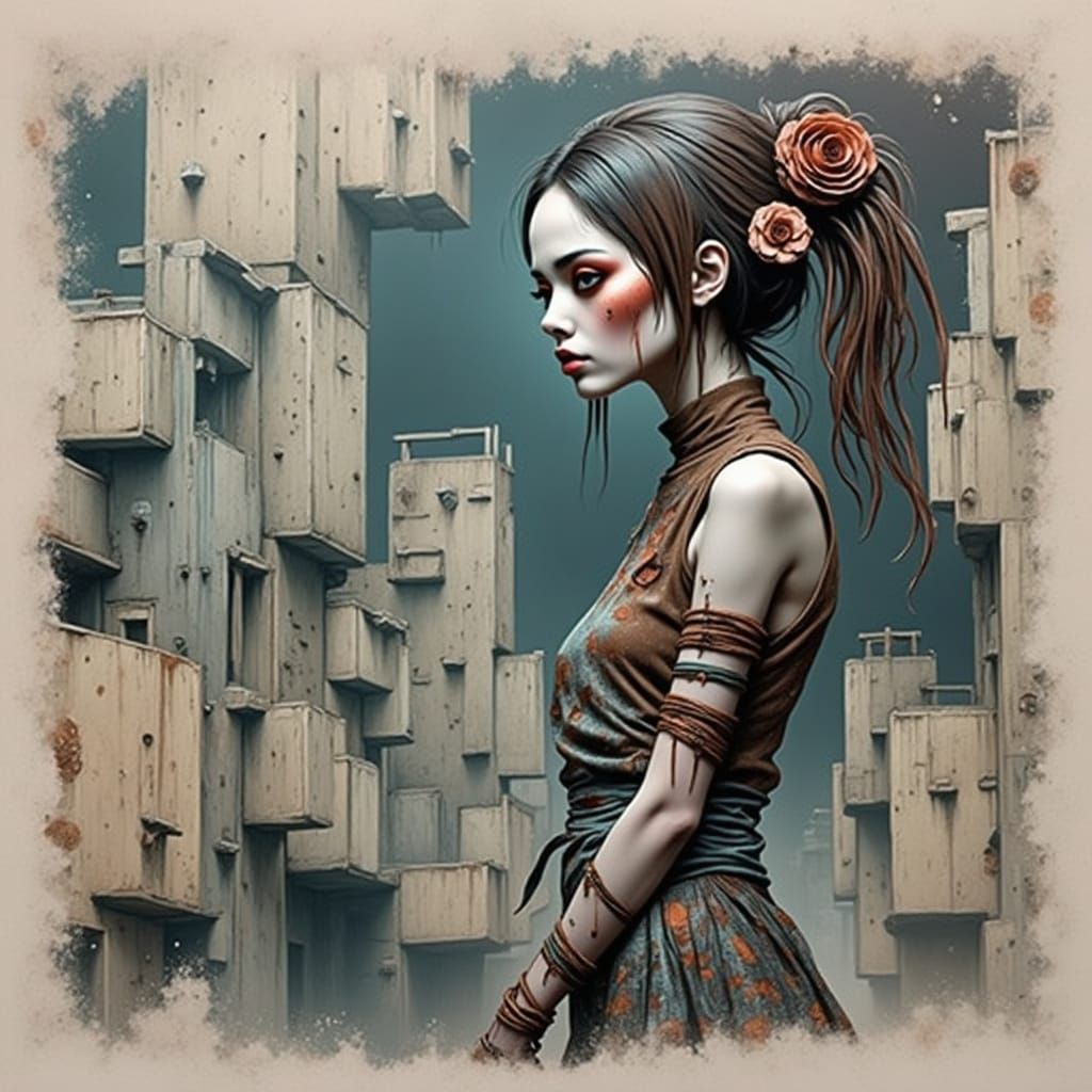 Cyberpunk Musician in Foggy Neo-Tokyo