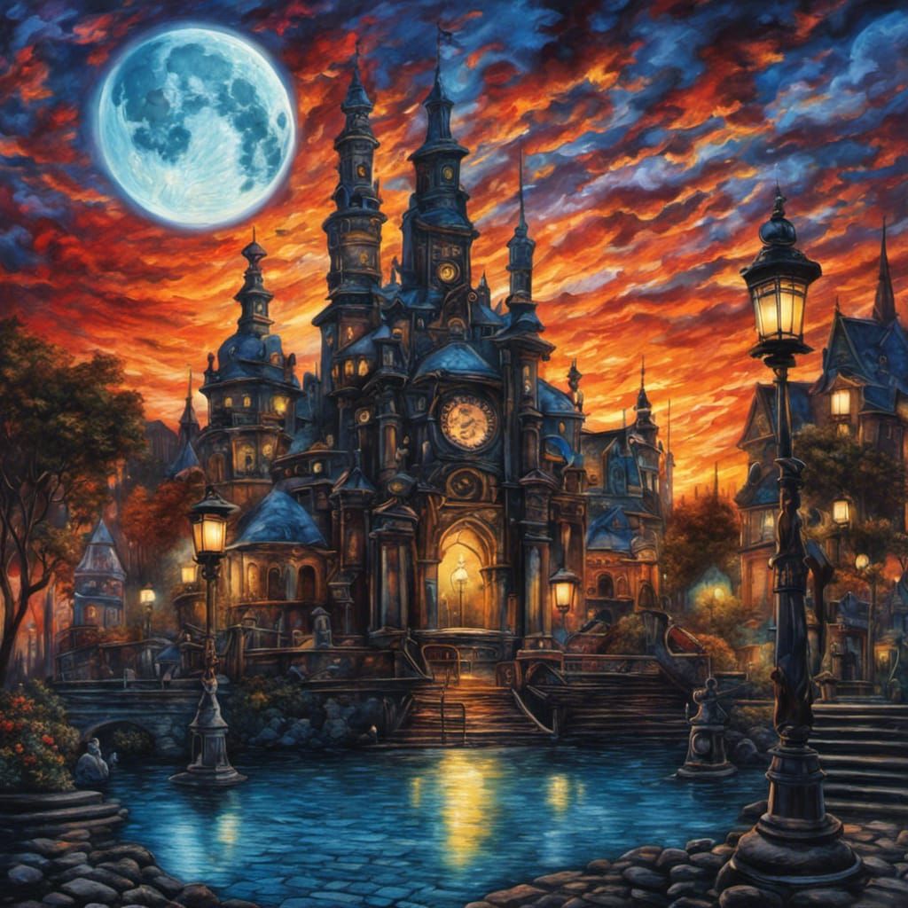 High Gothic Victorian City at Night