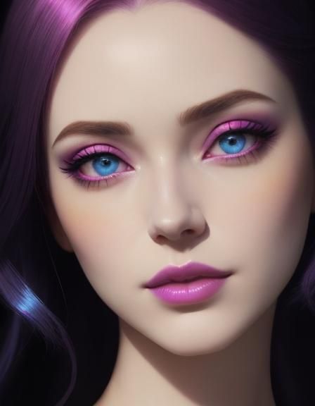 Ethereal beauty young lady with magenta pink hair with purpl...