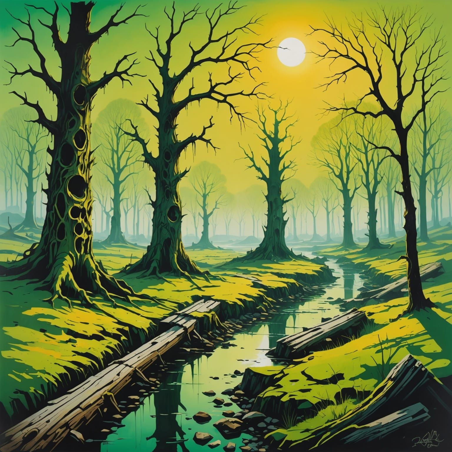 Ominous Valley of the Dead in Graffiti Art Style