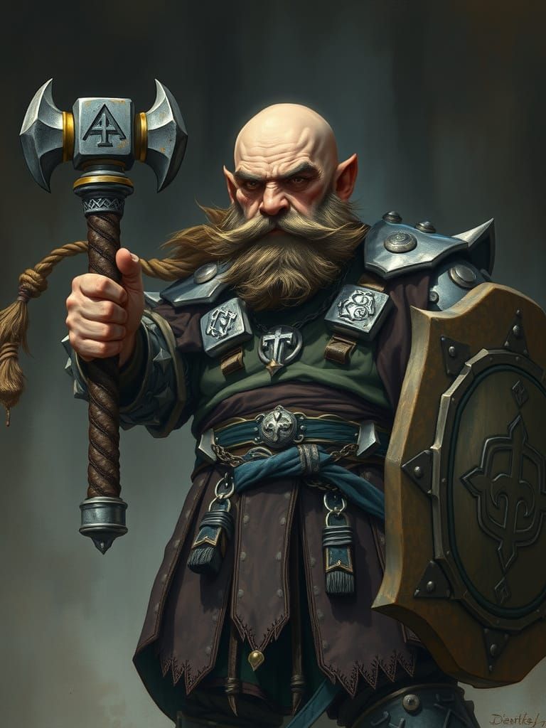 Brooding Dwarf Cleric in Earthen Tones