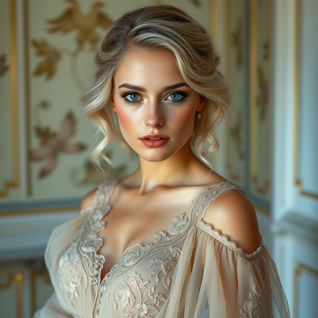 Ethereal Beauty in Elegant Evening Attire