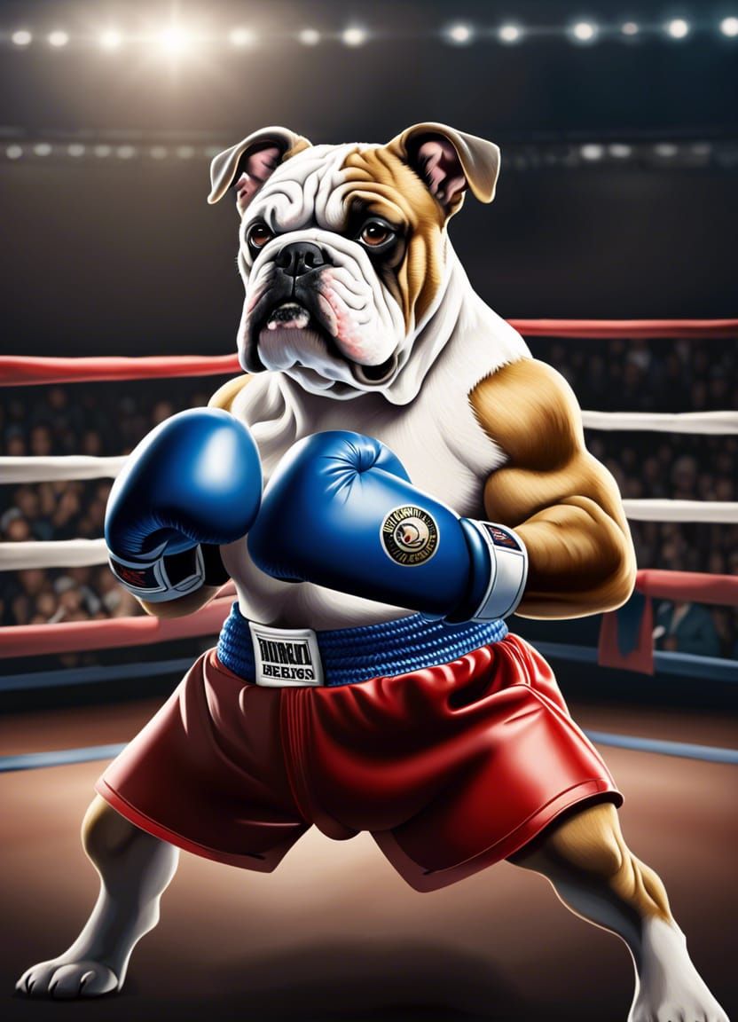 Boxing Bulldog Ready for a Fight
