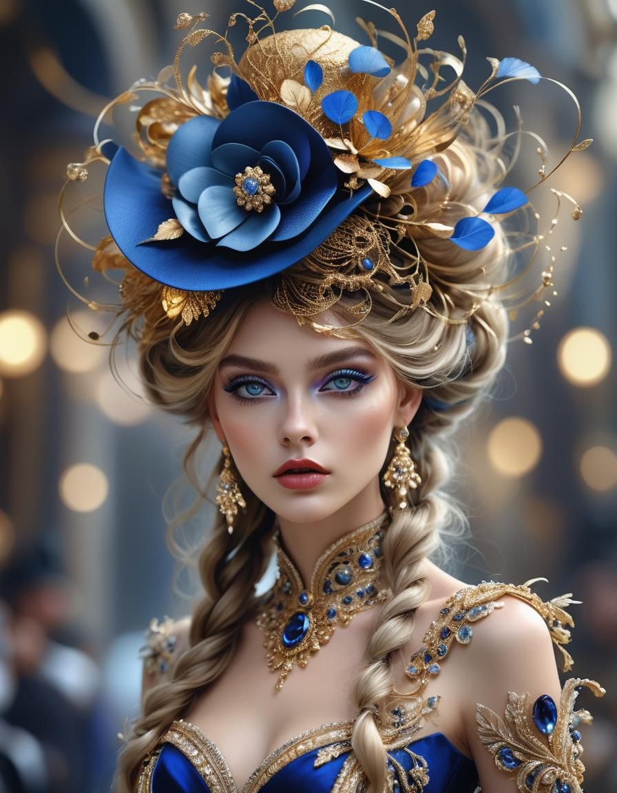 Haute Couture Model with Sapphire Eyes