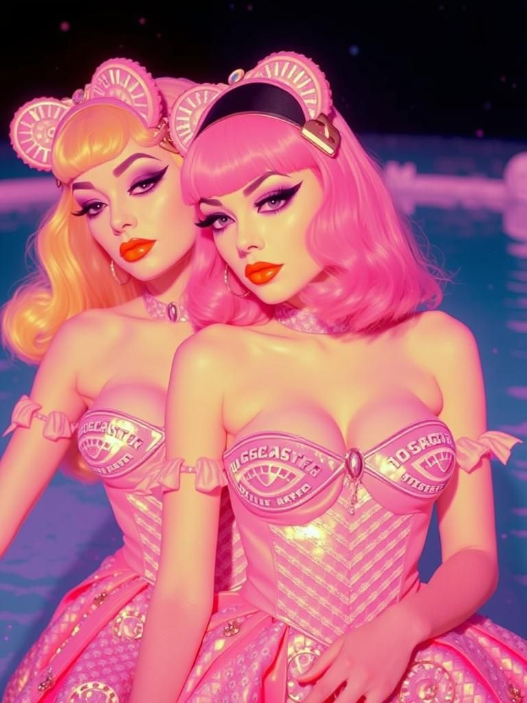 Art Deco Pinup in Retro-Futuristic Dreamscape