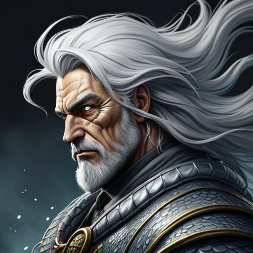 Wizard Rides Monster in Hyperrealistic Splash Art