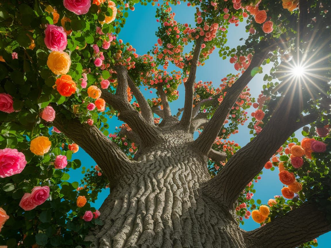 Majestic Tree in a Vibrant Fairytale Landscape