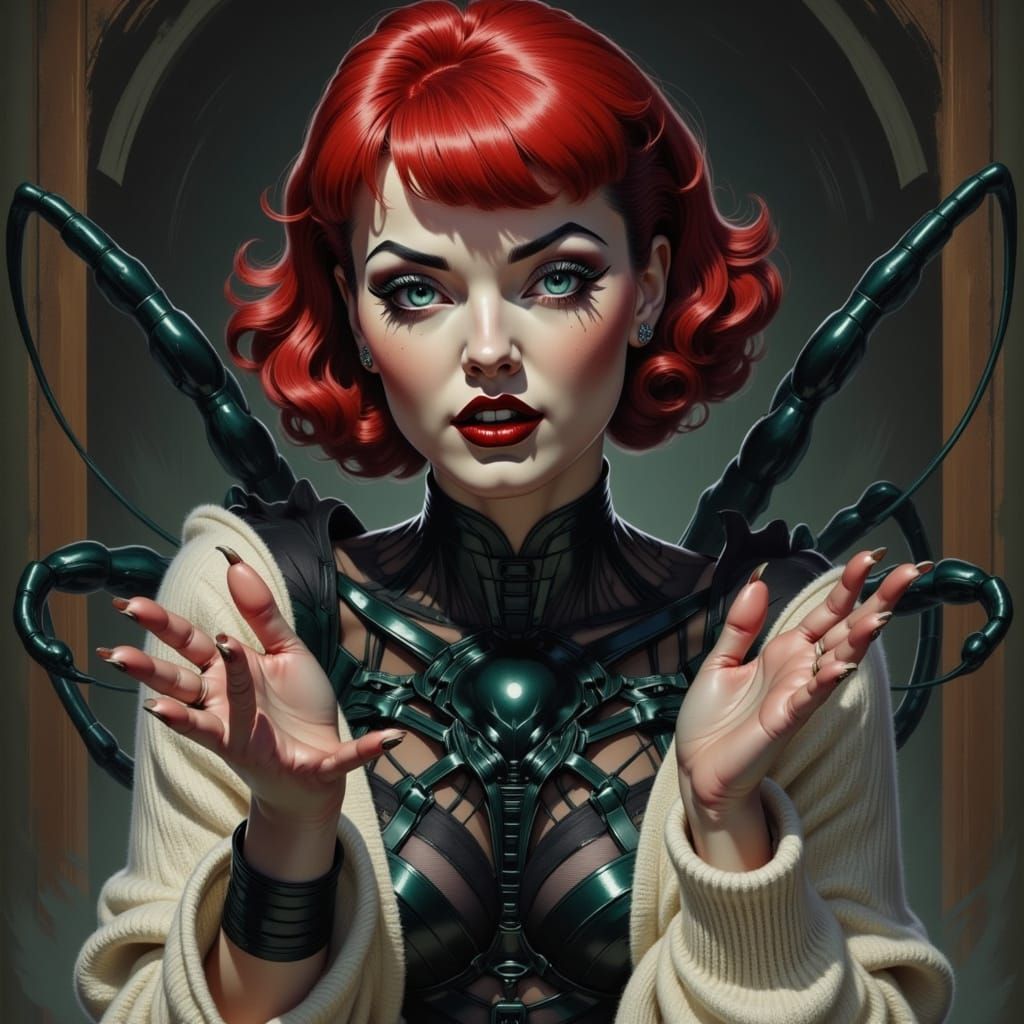 Ethereal Female Demon with Spider Body in Dark Fantasy Aesth...