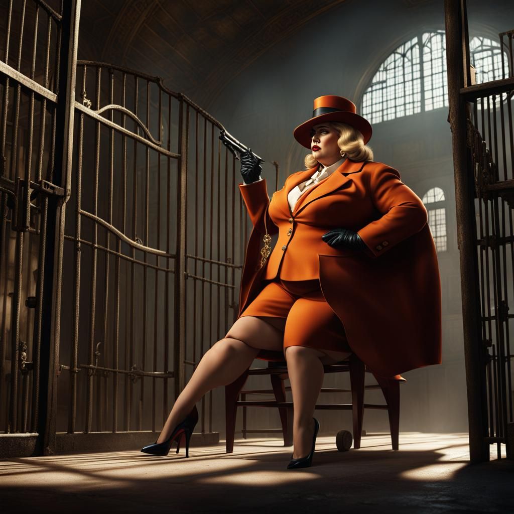 Al Capone Inspired Woman in Prison, Detailed Matte Painting